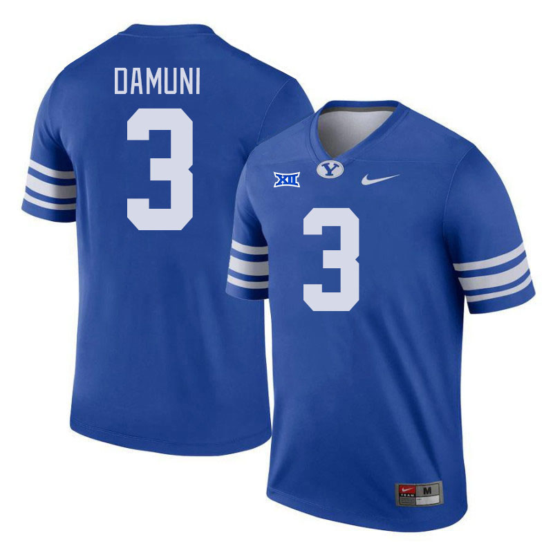 Men #3 Raider Damuni BYU Cougars College Football Jerseys Stitched Sale-Royal